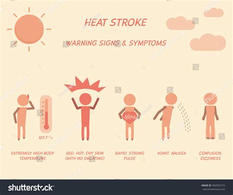 Heat Stroke Warning Signs And Symptoms Health Care Concept For
