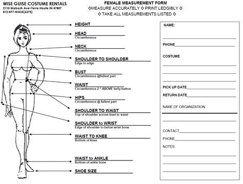 Free Printable Body Measurement Chart For Sewing Printable Templates