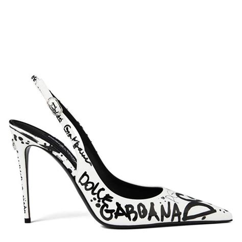 Dolce And Gabbana Graffiti Slingback Heels Women Stiletto Heels