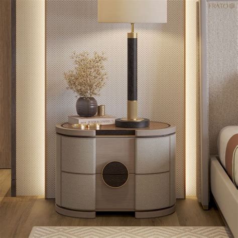 Frato New Orleans Bedside Table With Leather Brass Accents