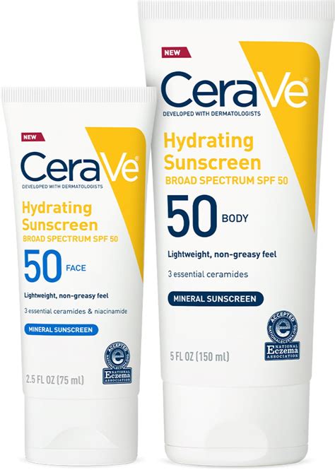 cerave bundle contains mineral body sunscreen for face spf 50 2 5 fl oz