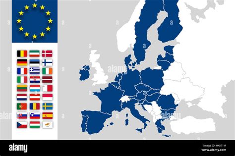 Eu Map European Union Countries And Borders Eu Sign Stars Brexit