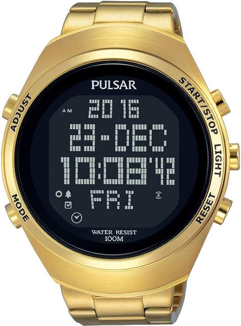 Pulsar Mens Digital Quartz Watch With Solid Stainless Steel Strap