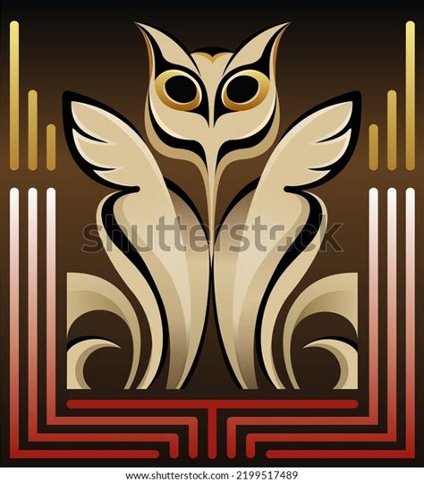 Art Deco Owl Poster Design Vector Stock Vector Royalty Free