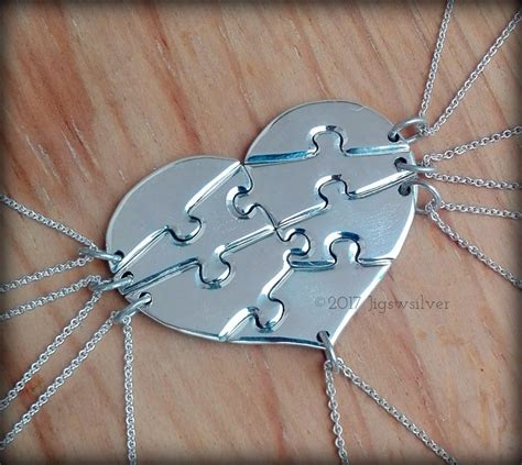 7 Piece Puzzle Heart Necklace 7 Best Friend Puzzle Heart