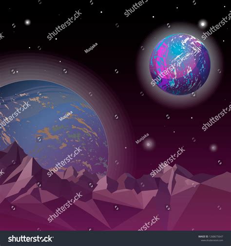 Distant World Spaceempty Planet Open Space Stock Vector Royalty Free
