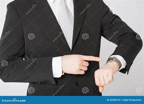 Man Looking At Wristwatch Stock Photo Image Of Proposal 32284510