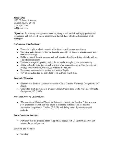 See an mba resume sample that posts massive roa. Mba Fresher Resume Objective | Templates at allbusinesstemplates.com