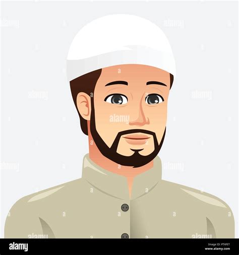 A Vector Illustration Of Portrait Of A Muslim Man Stock Vector Image