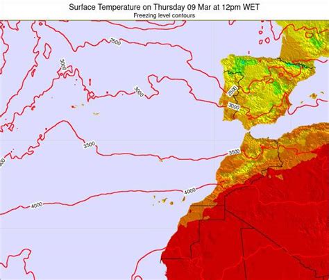 Canary Islands Spain Surface Temperature On Friday 05 Mar At 6pm Wet