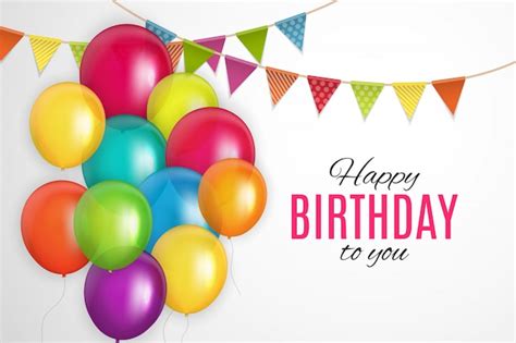 Premium Vector Color Glossy Happy Birthday Balloons Background