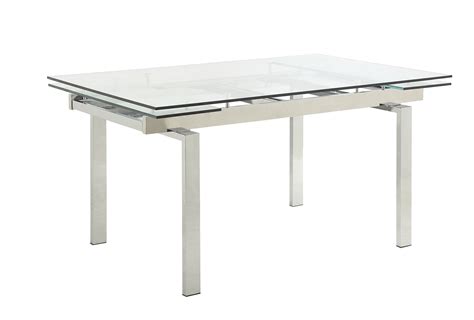 Coaster Wexford Rectangular Expandable Glass Dining Table Chrome 106281 At