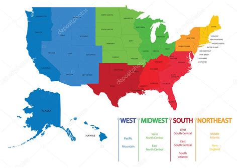 mapa de las regiones de estados unidos mapas usa 2023