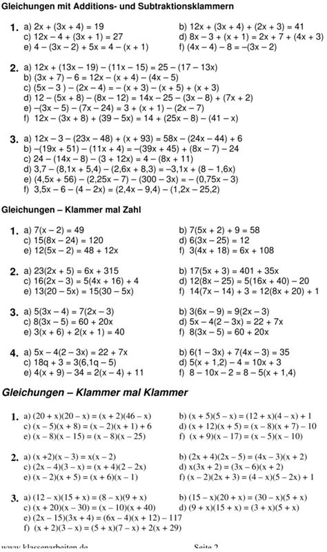 Zahlen Lernen Übungsblatt Zu Terme Und Gleichungen 8 Klasse