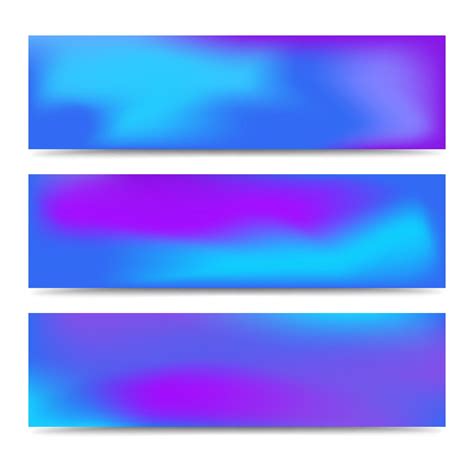 Smooth Abstract Blurred Gradient Blue Banners Set Abstract Creative