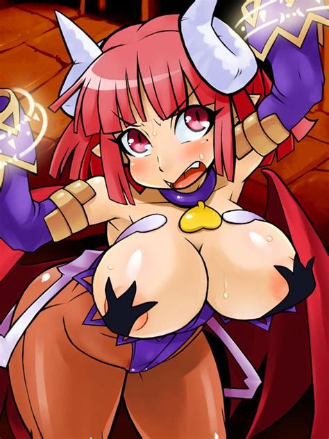 Double Typhoon Maou Prier Prier La Pucelle Nippon Ichi 1girl Angry Areola Slip Bat Wings