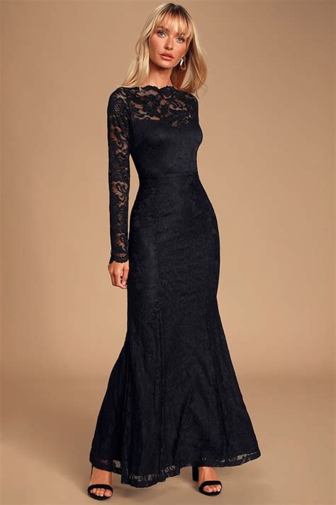 Black Maxi Dress - Lace Maxi Dress - Long Sleeve Maxi - Lace Gown - Lulus