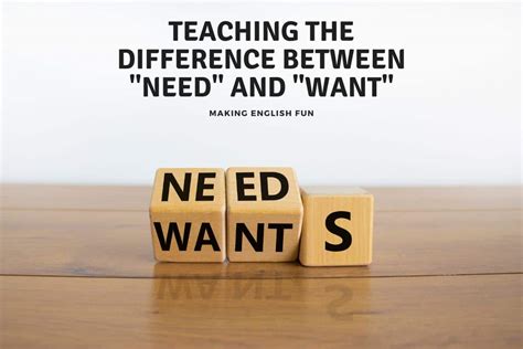 Teaching The Difference Between Need And Want Making English Fun