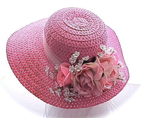 Large Girls Sun Hat Lipstick Pink Tea Party Hats Flower Girl