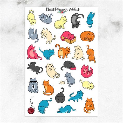 Cute Cats Planner Stickers Cat Stickers Cat Lovers Etsy Australia