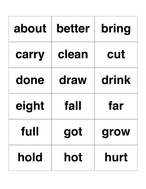 Third Grade Vocabulary Spelling 3rd Grade Sight Word List One Free