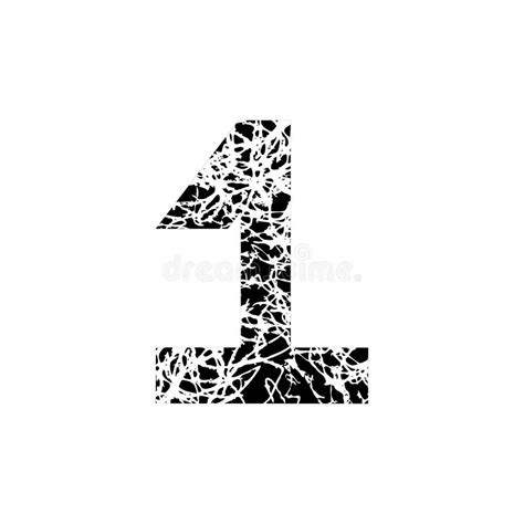 Number One Symbol 1 Textured Font Grunge Design Stock Vector