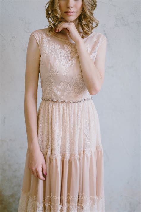 Boho Beige Wedding Dress Wedding Dresses And Evening Gowns By Anna