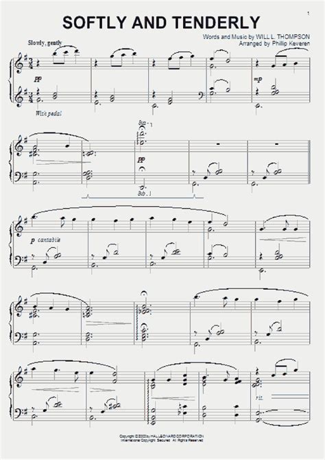 Softly And Tenderly Piano Sheet Music Onlinepianist