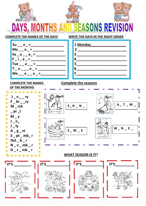 Days Months And Seasons Revision Interactive Worksheet