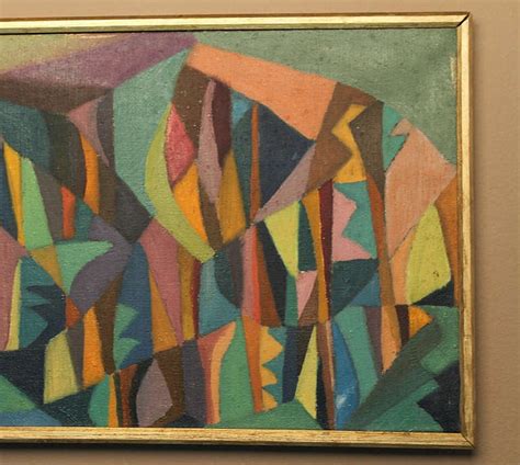 Art Deco Mid Century Cubist Abstract Oil Painting For Sale At 1stdibs