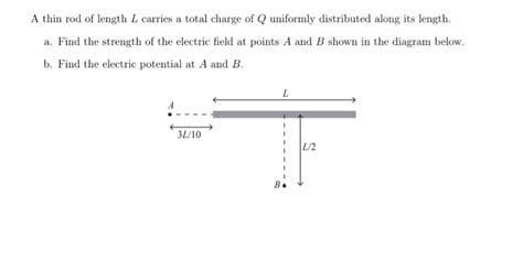 Solved A Thin Rod Of Length L Carries A Total Charge Of Q Chegg Com