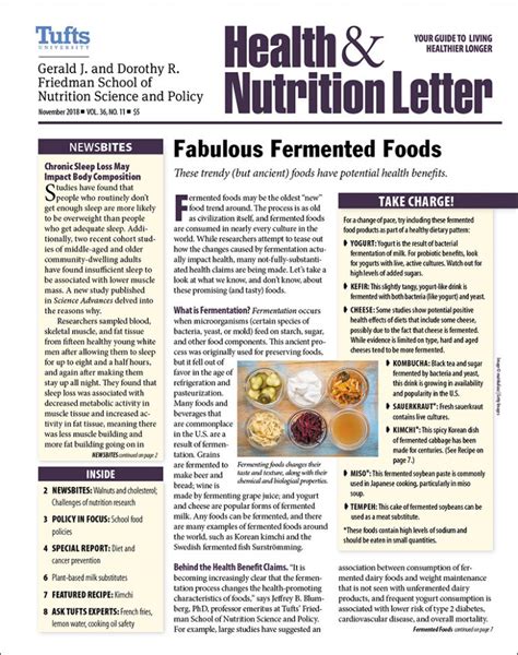Tufts Universitys Health And Nutrition Spotlight Letter University
