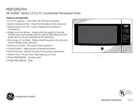 Peb Sf Eh Ge Profile Series Cu Ft Countertop Microwave Oven