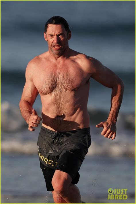 Hugh Jackman Runs Shirtless On The Beach With His Ripped Muscles On Display Photo 3935962