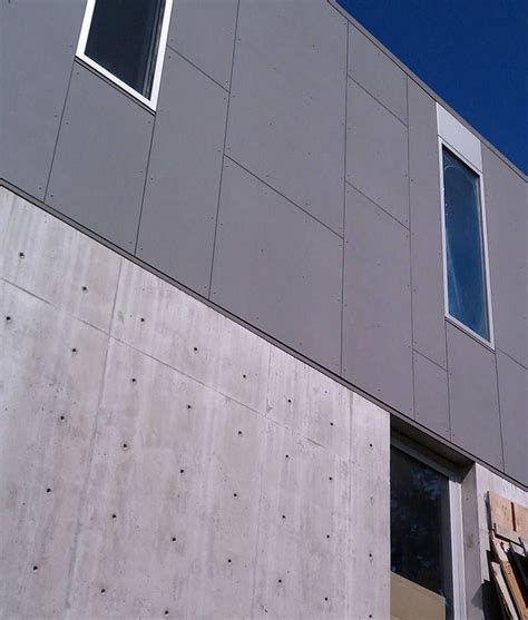 Swiss Pearl Cementitious Panel Installed At Concrete Wall Concrete