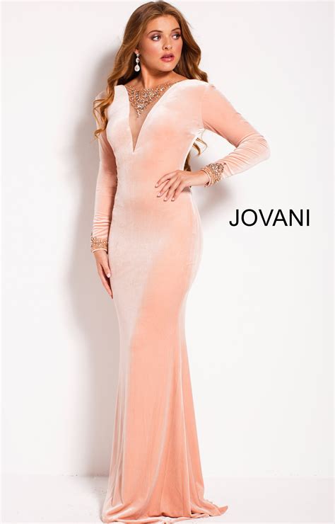 Ribbed Jovani 55717 Deep V Neck Long Sleeve Gown Jovani Ebay
