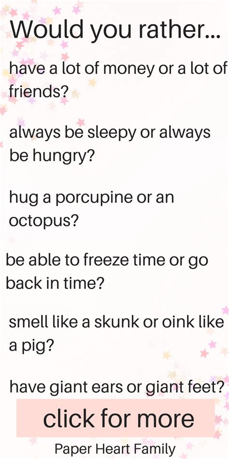 A love joke is a great thing to send to your significant other in the middle of the day. Would You Rather Questions For Kids- 200+ Funny And Silly ...