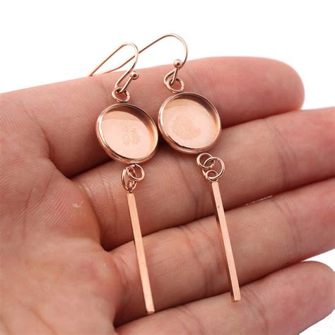 Onwear 5pairs Rose Gold Round 12mm Cabochon Earring Base Settings