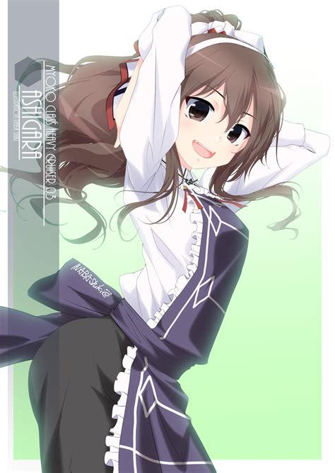 Safebooru 1girl Apron Arms Behind Head Artist Name Ashigara Kancolle