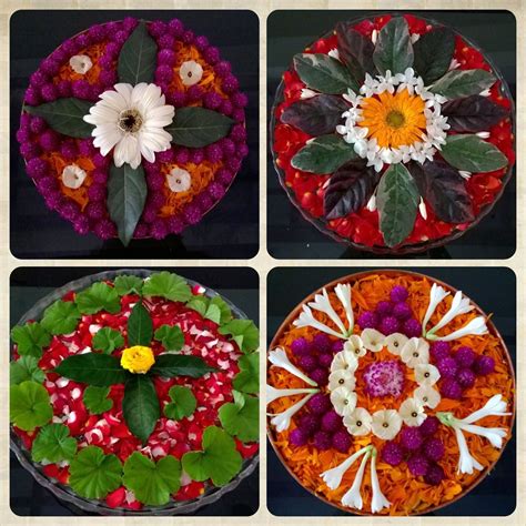 Common types of flowers in arrangements. Four different types of flower arrangement..