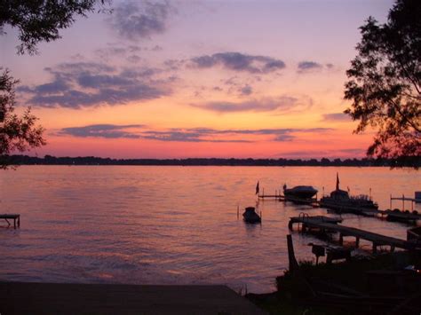 Beautiful Sunset View Of Walled Lake In Novi Township Michigan