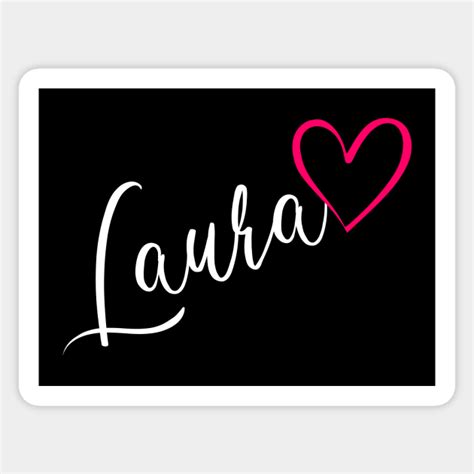 Laura Name Calligraphy Pink Heart Laura Name Sticker Teepublic Au