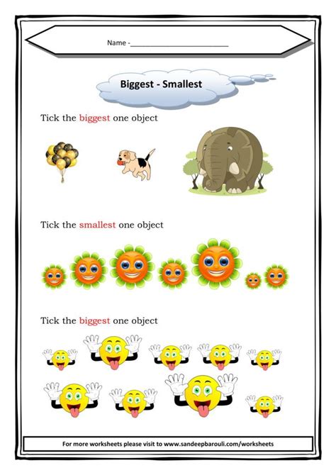 Biggest Smallest Worksheet For Class 1 Sandeepbarouli Worksheets