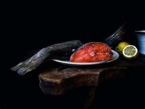 Wallpaper Painting Food Fish Salmon Produce Still Life Still