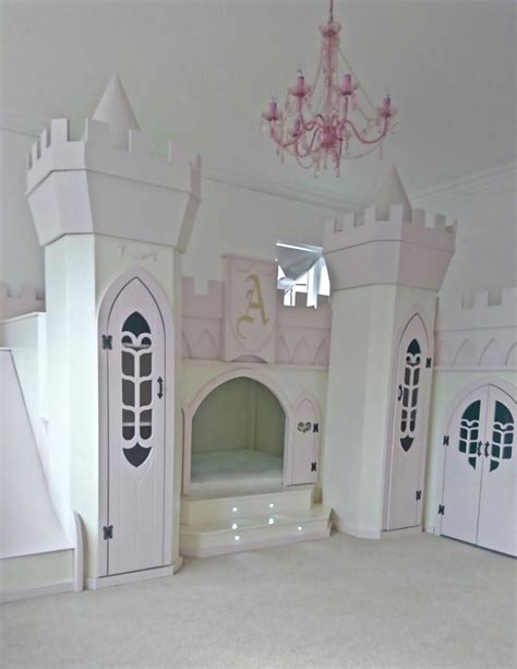 Lea americana full storage bed bedroom set with desk. Princess castle bed palace themed bedroom by Dreamcraft ...