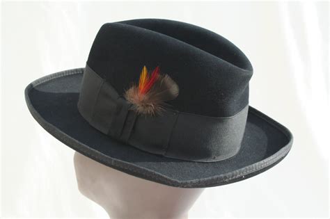 Vintage Dobbs Fifth Ave Fedora Homburg Hat Gangster Beaver Fur Felt