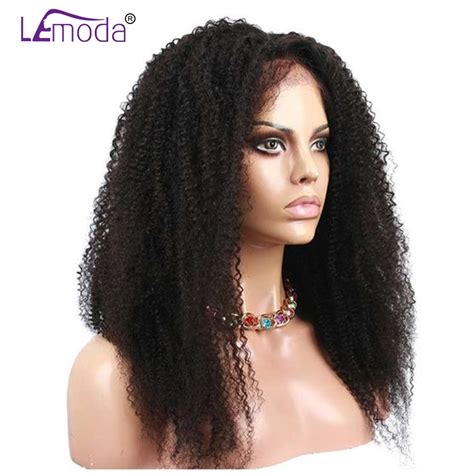 Kinky Curly Human Hair Wig With Pre Plucked Hairline For Women Remy 13