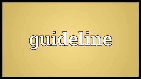 Guideline Meaning Youtube