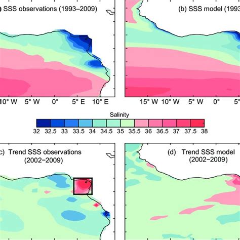 Annual Mean Sea Surface Salinity Sss For A Observations And B