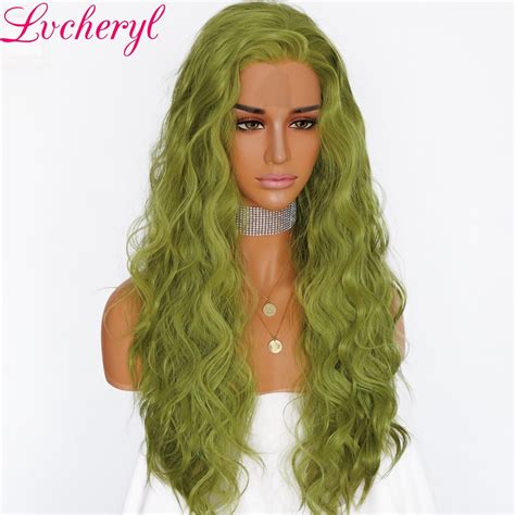 Lvcheryl Light Green Water Wave Cosplay Hair Heat Resistant Gluless